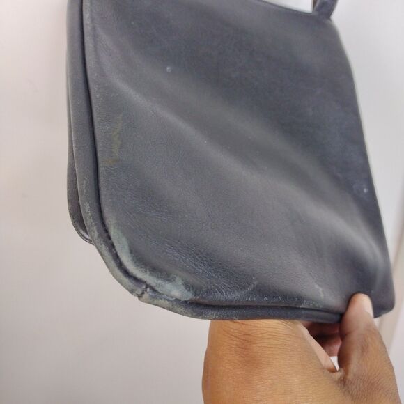 Vintage Coach Bag 9473 Chelsea Saddle Slim Flap Crossbody Black Very Soft - Picture 9 of 9